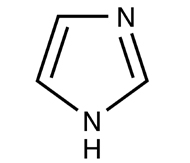 Chemical diagrams for histidine and imidazole.