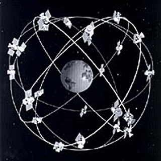 GPS satellites orbiting Earth.