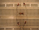 A bridge rectifier circuit with 4 diodes and a resistor.