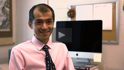  An image of instructor Haohsiang Liao taken from an interview in which he is seated in her office.