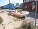 A number of boats remained in the street in March.